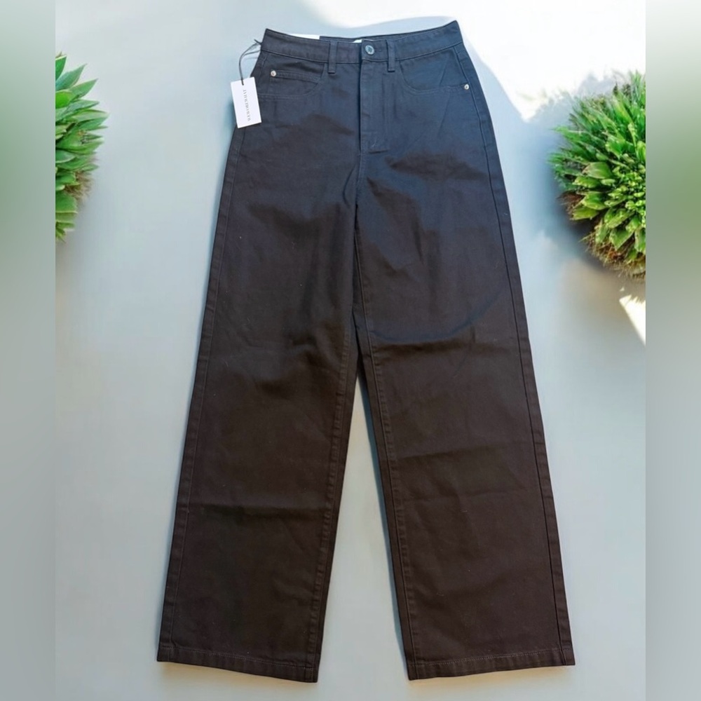 WeWoreWhat NWT High Rise Wide Leg Black Denim Jeans Size 27